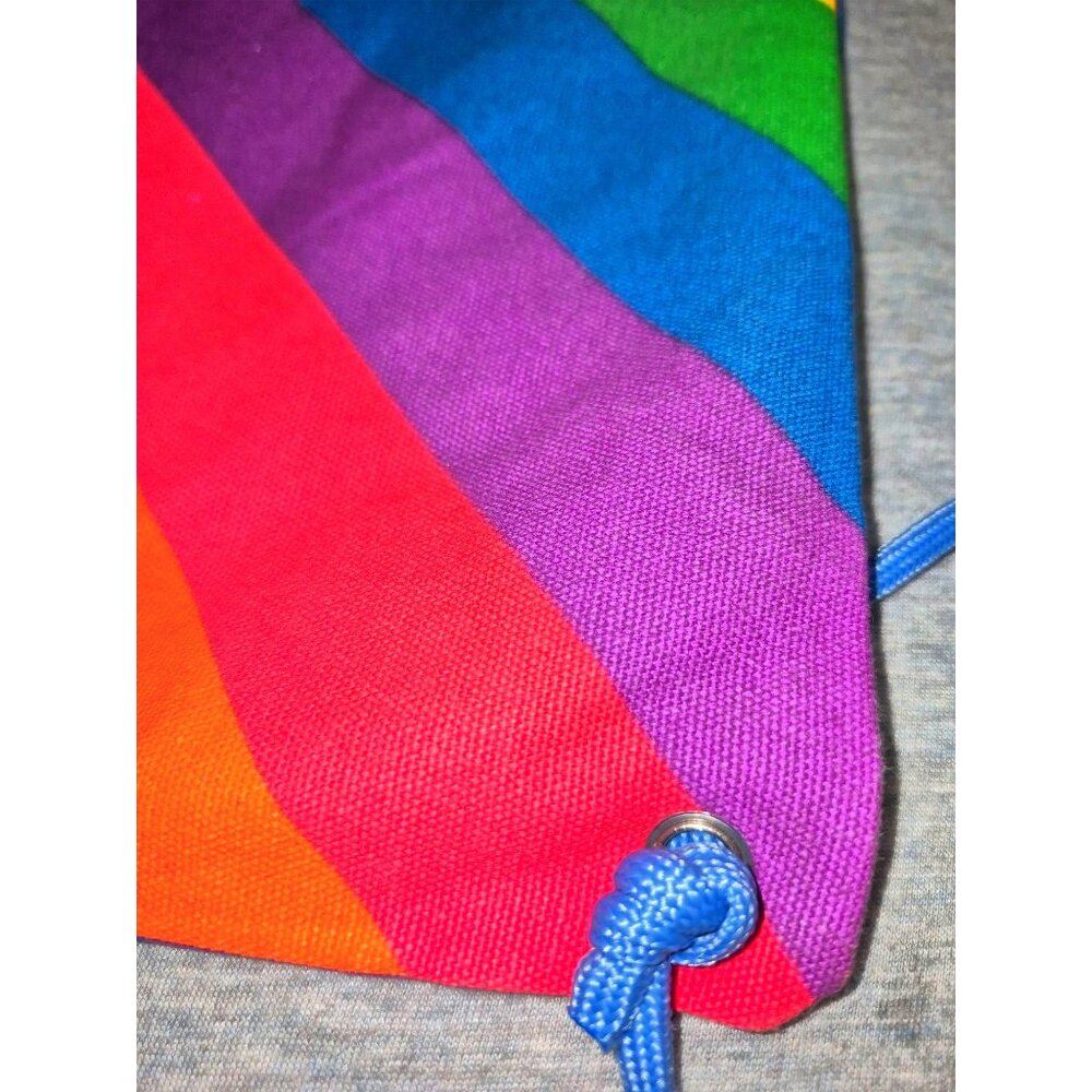 Rainbow Stripe Drawstring Backpack With Blue Inne… - image 2